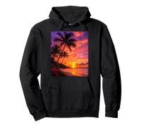 Palm Tree Photo Beach Sunset Coastal Paradise Pullover Hoodie