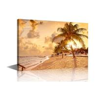 Palm Tree Poster Print on Canvas Mayan Riviera Maya of Mexico Wall Decor Puerto Morelos Beach Wall Art 1 Piece Pictures for Bedroom Stretched and Framed Ready to Hang (12''Wx 18''H)