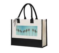 Palm Tree Print Cotton Canvas Tote Bag for Women, Canvas Tote Bag for Gifting,Canvas Beach Bag, Reusable Shopping Bag