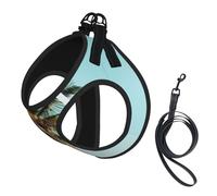 Palm Tree Print Harness Leash Set For Cat Dog, Reflective Adjustable Escape-Proof Vest Lead With Soft Breathable Mesh, For Small Pets And Kitten Puppy