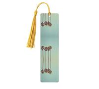 Palm Tree Print Wooden Bookmark Bookmarks with Tassels Book Marks for Reading Hardcover Books Notebooks