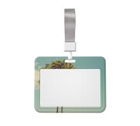 Palm Tree Printed ID Badge Holder with Lanyard, Clear Plastic Badge Holder for Work, School, Hospital, Security - Water Resistant & Dirt Proof