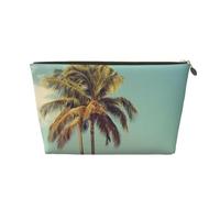 Palm Tree Printed Travel Cosmetic Bags with Gold Zipper Makeup Organizer Cosmetic Case Toiletry Bag for Women Mom Girls