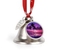 Palm Tree Purple Sunset Christmas Bell Christmas Tree Decoration Love Bell Personalization Sleigh Bells Ornaments Jingling Bells for Holiday Party Decoration