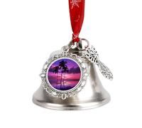 Palm Tree Purple Sunset Christmas Bell Christmas Tree Decoration Wing Bell Personalization Sleigh Bells Ornaments Jingling Bells for Holiday Party Decoration