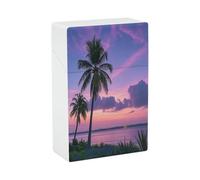Palm Tree Purple Sunset Cigarette Case Stylish Lightweight Pocket Holder Case for Smoke Waterproof Cigarette Dispenser Cigarettes Accessories for Outdoor Camping Hiking
