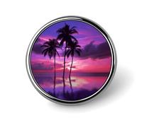Palm Tree Purple Sunset Lapel Pin for Men Super Cute Santa Claus Fashion Brooch Pin -Cute Enamel Badges, Aluminum Alloy Metal Pinback for Hats, Shirts, Bags, Jackets & Accessories (1 Inch Round Button