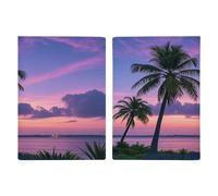 Palm Tree Purple Sunset Passport Holder Ultra Slim PU Leather Travel Document Organizer Compact Premium International US Passport Protector Cover for Women Men