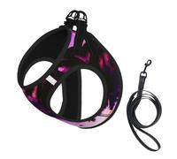Palm Tree Purple Sunset Print Soft Mesh Dog Harness and Leash Set Pet Puppy Cat Comfort Padded Vest No Pull Harnesses