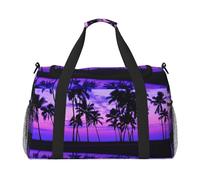 Palm Tree Purple Sunset Print Womens Sports Bags Travel Bag - Gym Tote Bag with Compartment,Duffel Bags for Men,Ladies Holdall,Carry On Weekend Travel Handbags for Women