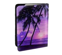 Palm Tree Purple Sunset Printed Passport Holder - 6.5 x 4.5 Inch RFID Blocking Travel Wallet,Stylish Passport Cover,Lightweight Document Organizer for Cards