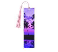 Palm Tree Purple Sunset Wooden Bookmark Perfect Decoration for Bookmarks Lovers Students Reading Book Club