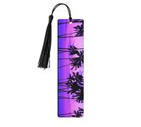 Palm Tree Purple Sunsetdouble Sided Printed Wooden Bookmark 18x3.1cm for Reading, A Gift for Book Enthusiasts and Readers, and A Reading Accessory for Book Enthusiasts