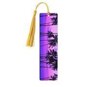 Palm Tree Purple Sunsetdouble Sided Printed Wooden Bookmark 18x3.1cm for Reading, A Gift for Book Enthusiasts and Readers, and A Reading Accessory for Book Enthusiasts