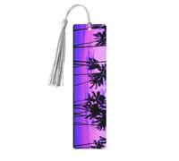 Palm Tree Purple Sunsetdouble Sided Printed Wooden Bookmark 18x3.1cm for Reading, A Gift for Book Enthusiasts and Readers, and A Reading Accessory for Book Enthusiasts