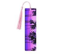 Palm Tree Purple Sunsetdouble Sided Printed Wooden Bookmark 18x3.1cm for Reading, A Gift for Book Enthusiasts and Readers, and A Reading Accessory for Book Enthusiasts