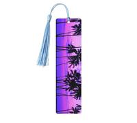 Palm Tree Purple Sunsetdouble Sided Printed Wooden Bookmark 18x3.1cm for Reading, A Gift for Book Enthusiasts and Readers, and A Reading Accessory for Book Enthusiasts