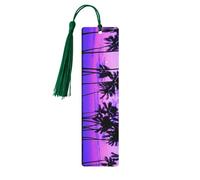 Palm Tree Purple Sunsetdouble Sided Printed Wooden Bookmark 18x3.1cm for Reading, A Gift for Book Enthusiasts and Readers, and A Reading Accessory for Book Enthusiasts