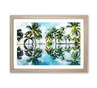 Palm Tree Reflections in Mauritius Framed Print | A2 Oak Framed Wall Art | Ready to Hang | Modern Floral Picture | Living Room Bedroom Lounge Office