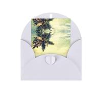 Palm Tree Rocky Shore Patterned White holiday cards, thank you cards for anniversaries and birthdays