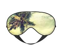 Palm Tree Rocky Shore Print Sleep Mask Eye Masks Blindfold Eye Cover Eyeshade for Night Sleeping Travel Airplane Ues
