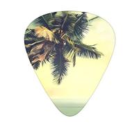 Palm Tree Rocky Shore Prints Guitar Plectrums 12 Pieces Set - Comfortable In The Hand With Smooth Edges Three Thicknesses To Match