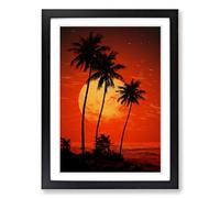 Palm Tree Romanticism Framed Print | A2 Black Framed Wall Art | Ready to Hang | Modern Floral Picture | Living Room Bedroom Lounge Office