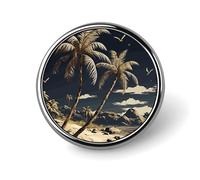 Palm Tree Round Badge for Men Women, Durable & Stylish Lapel Pins, Lightweight Metal Badges for Shirts, Jackets, Hats