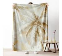 Palm Tree Soft Blankets Fall Throw Blanket, Tropical Plant Leaf Blankets Full Size 90x90 Inch Cozy, Vintage Coastal Fleece Blanket Warm Lightweight for Bed Couch Camping Picnic Travel