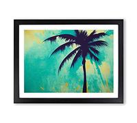 Palm Tree Splash Abstract Framed Wall Art Print A2 Black