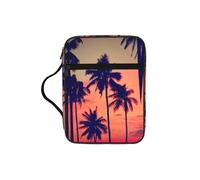 Palm Tree Summer Sunset Print Bible Cover Case/Book Cover, Bible Case for Women Girls,with Handle Fits for Standard Size Bible