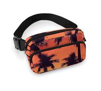 Palm Tree Summer Sunset Waist Bag Fashion Fanny Bag with Adjustable Strap for Outdoor Workout Cycling Unisex, white, 20x13cm, Waist Bag