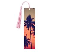 Palm Tree Summer Sunset Wooden Bookmark - Unique Bookmarks for Readers, Creative Page Markers - Personalized Bookworm Essentials, Reading Supplies, Page Corner Holders