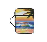 Palm Tree Sun Landscape Print Bible Cover Case/Book Cover, Bible Case for Women Girls,with Handle Fits for Standard Size Bible