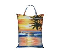 Palm Tree Sun Landscape Print Travel Laundry Bag,Small Laundry Bags For Travelling, Dirty Clothes Storage Organizer For Gym, Camping, Dormitory(1/2pcs)