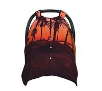 Palm Tree Sunset Baby Car Seat Canopy Cover, Multi Use Breathable Nursing Breastfeeding Covers for Mom Soft Stroller Sun Shade Newborn Shower Gift