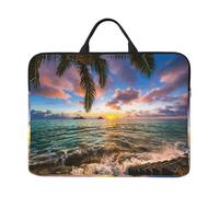 Palm Tree Sunset Beach 14 Inch Printed Laptop Sleeve, 600d Oxford-Cloth Shockproof Laptop Case With Thickened Pearl Cotton,Waterproof Portable Laptop Handbag Cover