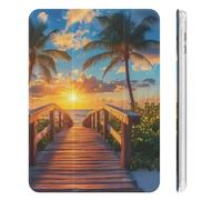 Palm Tree Sunset Beach Cute Tablet Case with Pencil Holder Lightweight Hard Protective Cover Compatible with iPad Mini 4/5/6