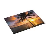 Palm Tree Sunset Beach Printed Dish Drying Mat 61x46 CM Dish Drying Pad Highly Absorbent Microfiber Kitchen Counter Mat for Dishes Drainer