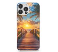 Palm Tree Sunset Beach Printed Phone Case Slim Cute Cellphone Protective Cover Unisex Compatible with iPhone 13/13 Mini/13 Pro/13 Pro Max