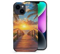 Palm Tree Sunset Beach Printed Phone Case Slim Cute Microfiber Cellphone Protective Cover Unisex Compatible with iPhone 14/14 Plus/14 Pro/14 Pro Max