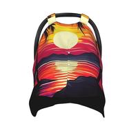 Palm Tree Sunset Design Baby Car Seat Canopy Cover, Multi Use Breathable Nursing Breastfeeding Covers for Mom Soft Stroller Sun Shade Newborn Shower Gift