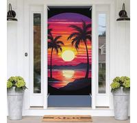 Palm Tree Sunset Design Door Banners for Front Doors, Spring Summer Decorative Door Cover Welcome Porch Banner Decoration Hanging Wall Background for Party Supplies Indoor Outdoor Home Decor