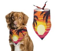 Palm Tree Sunset Design Pet Scarf Exquisite Fashion Dog Bandanas Breathable Triangle Cat Dogs Bibs Scarf for Dog Bandana for Small Medium Large Kerchief