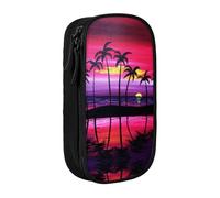 Palm Tree Sunset Design Print Pencil Case Coin Key Card Bag Purse Large Pen Pouch for Kids Boys School Office