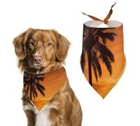 Palm Tree Sunset Dog Bandana Triangle Dog Scarf Washable Polyester Dog Bibs Cute Pet Bandana for Medium Large Dogs Puppy and Cats