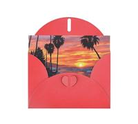 Palm Tree Sunset Greeting Card With Envelope, Birthday Card, Christmas Card, Invitation Card, 3 Colors