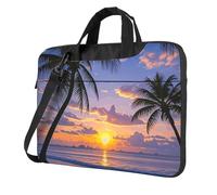 Palm Tree Sunset Laptop Bag 13-15.6Inch, 360° Protective Laptop Sleeve Case Shockproof Messenger Shoulder Bag Waterproof Computer Case Carrying Cover Briefcases for Men Women