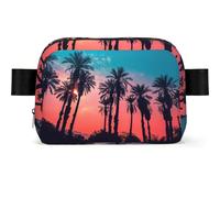 Palm Tree Sunset Print Square Bumbag Fanny Pack for Men Women Adjustable Belt Bag Waterproof Cross Body Bag Chest Bag