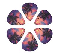 Palm Tree Sunset Printed Guitar Picks -6 Pcs Guitar Picks Plectrum,Guitar Accessories,Electric Guitar Pick, Bass & Ukulele 0.96mm